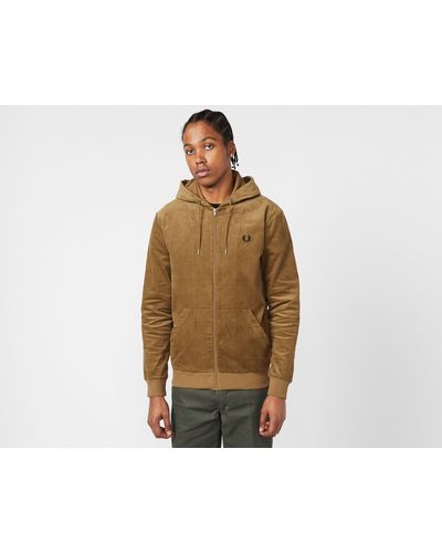 Fred Perry Cord Hooded Track Jacket - Brown