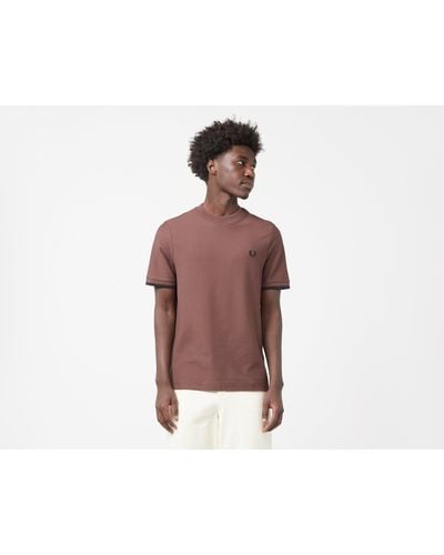 Fred Perry Striped Cuff T-shirt - Brown