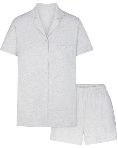 Skims Sleep Short Sleeve Button Up Set - White