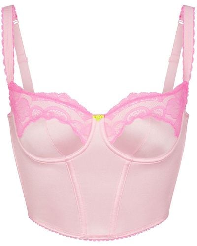 Skims Lace Cropped Corset - Pink