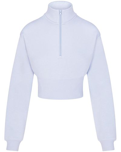Skims Cropped Half Zip Pullover - Blue