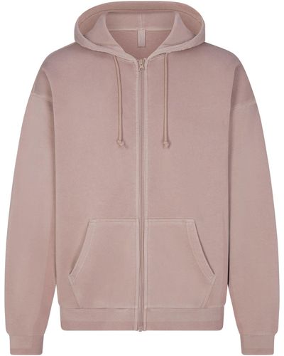 Skims Relaxed Zip Up Hoodie - Natural