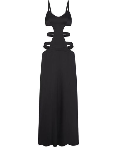Skims Strappy Long Slip Dress - Black