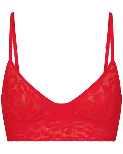 Skims Lace Triangle Bralette - Red
