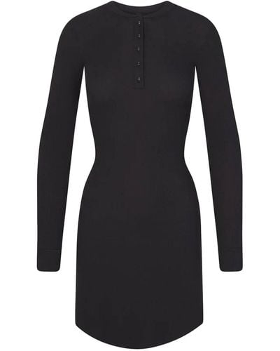 Skims Henley Mini Dress - Black