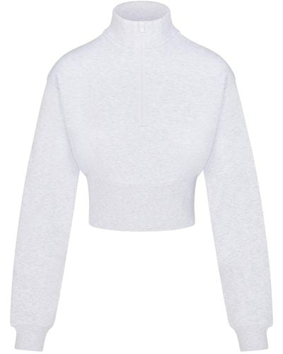 Skims Cropped Half Zip Pullover - White