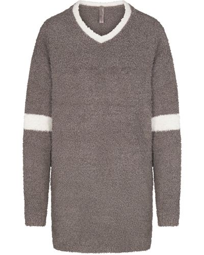 Skims Knit V Neck Mini Dress - Gray