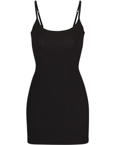 Skims Soft Lounge Stretch-jersey Mini Dress, Size: - Black