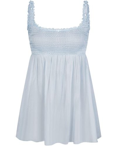 Skims Smocked Mini Slip Dress - Blue