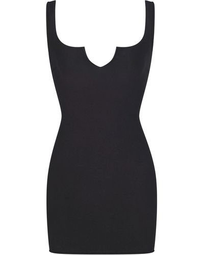 Skims Slit Front Mini Dress - Black
