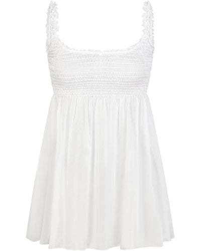 Skims Smocked Mini Slip Dress - White