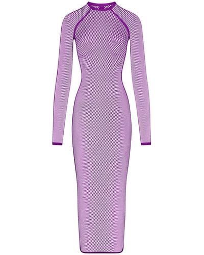 Skims Warp Knit Cover Up Long Sleeve Dress - Purple