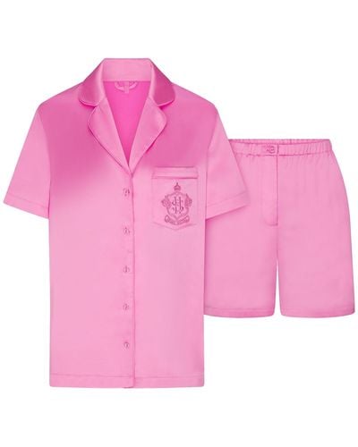 Skims Short Sleeve Button Up Pajama Set - Pink