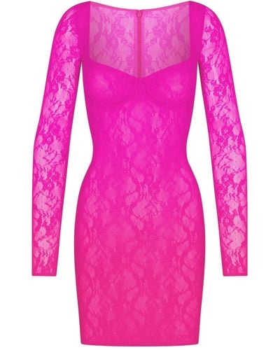Skims Lined Long Sleeve Underwire Dress - Pink
