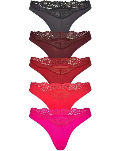 Skims Dipped Thong 5-pack Multi - Red