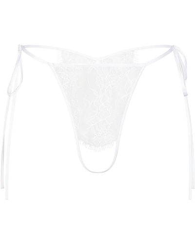 Skims Crotchless Tie Side Thong - White
