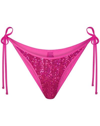 Skims Sequin Tie Bikini Bottom - Pink