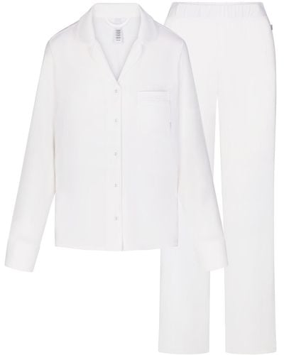 Skims Sleep Long Sleeve Button Up Set - White