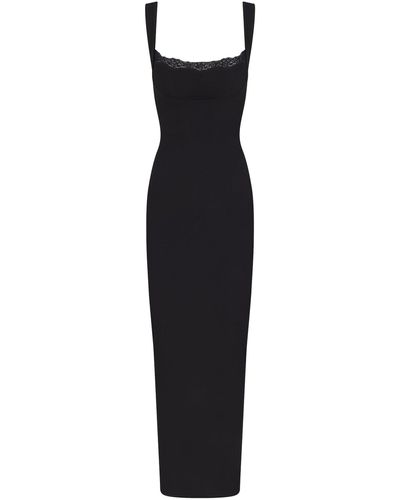 Skims Long Dress With Bralette - Black