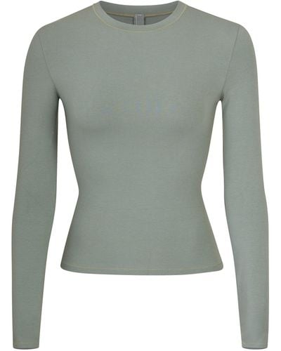 Skims Cotton Jersey Long Sleeve T-shirt - Green