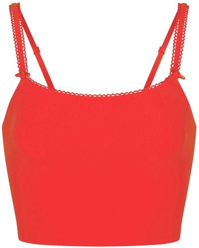 Skims Picot Trim Cropped Cami Top - Red
