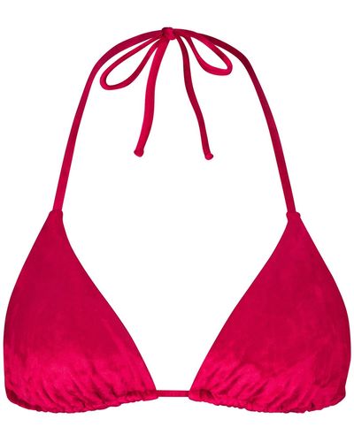 Skims Crushed Velvet Triangle Bikini Top - Red