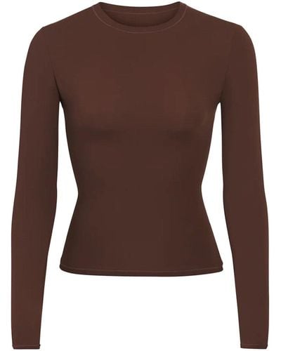 Skims Fits Everybody Long Sleeve T-shirt - Brown