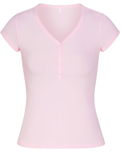 Skims Henley T-shirt - Pink