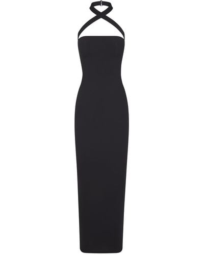 Skims Wrap Long Slip Dress - Black