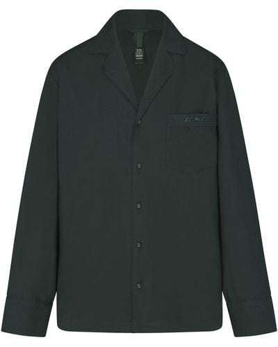 Skims Cotton Poplin Sleep Button Up Shirt - Green
