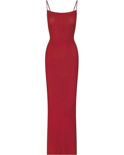 Skims Long Slip Dress - Red