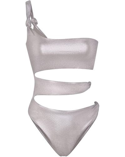 Skims Knotted One Shoulder Monokini - Gray