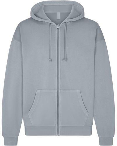 Skims Relaxed Zip Up Hoodie - Gray