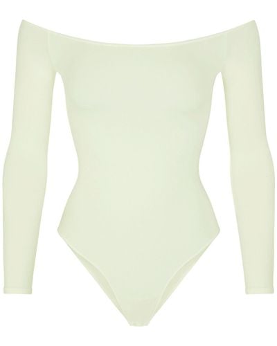 Skims Essential Off The Shoulder Bodysuit - White