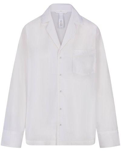 Skims Cotton Poplin Sleep Button Up Shirt - White
