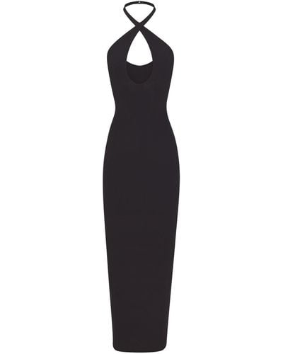 Skims Halter Long Dress - Black