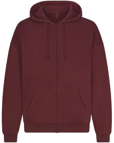 Skims Relaxed Zip Up Hoodie - Red