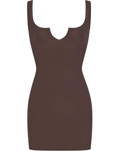 Skims Slit Front Mini Dress - Brown