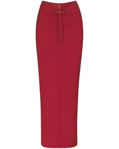 Skims Ruched Long Skirt - Red