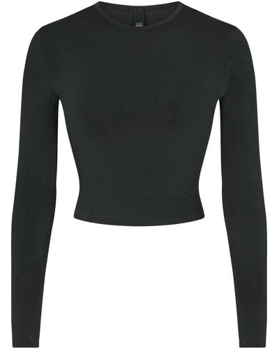 Skims Cropped Long Sleeve T-shirt - Black