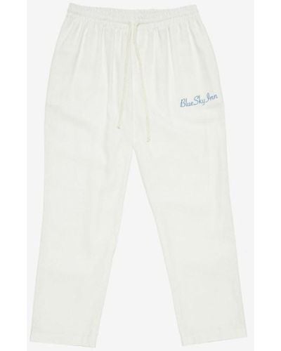 BLUE SKY INN Linen Logo Beach Pant - White