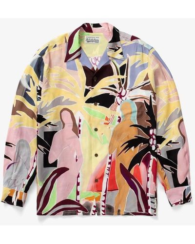 Wacko Maria Hawaiian Long Sleeve Shirt - Yellow