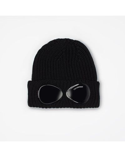 C.P. Company Extrafine Merino Wool Goggle Beanie - Black