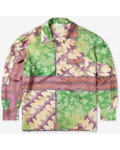 Aries Scarf Print Silk Shirt - Green