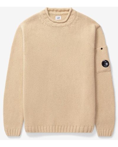 C.P. Company Lambswool Lens Sweater - Natural