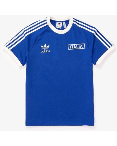adidas Italy Adicolor Classics 3 Stripe T-shirt - Blue