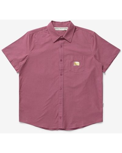 Advisory Board Crystals Short Sleeve Oxford Shirt - Purple