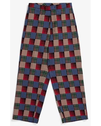 Beams Plus Pants Patchwork Like Dobby Check - Blue