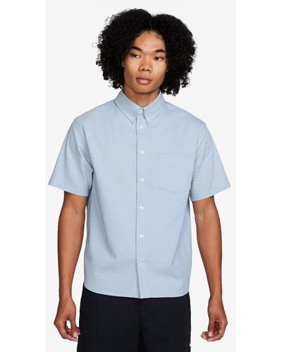Nike Life Short Sleeve Button Down Shirt - Blue