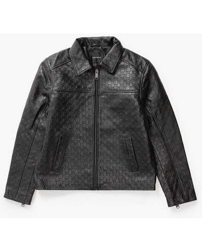 Daily Paper Silence Monogram Leather Jacket - Black
